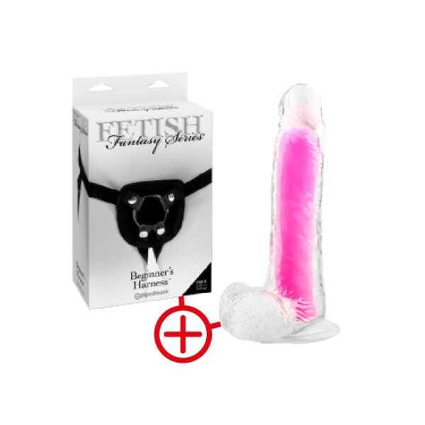 Combo Neón Arnés + Dildo 18 cm