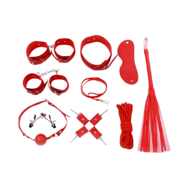 Kit Bondage Rojo Afelpado 10 Piezas